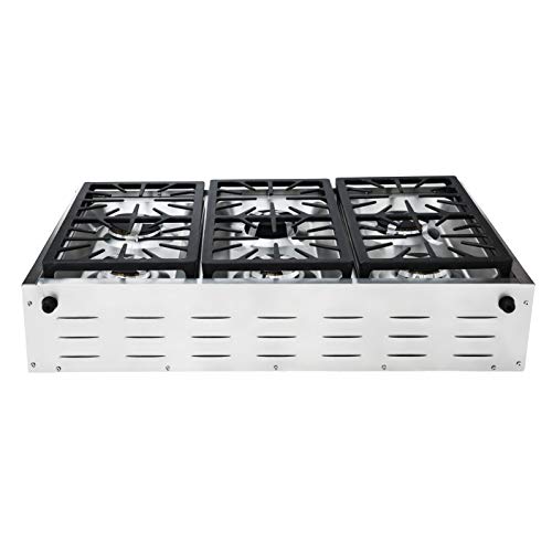 SDADI Kitchen Gas Cooktop 36" Stainless Steel Range top with 1 Dual Burner for Simmer NG/LPG (kit not included) convertible SDRT3601U