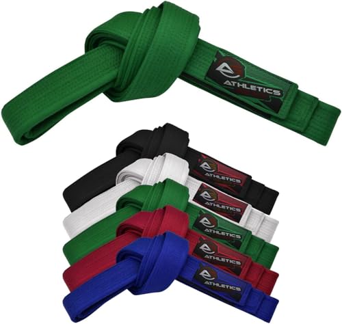 Athletics Gear AG Cinturón de karate de artes marciales, 100% algodón con múltiples costuras para BJJ, Judo, Taekwondo y Karate (verde, 220 cm)