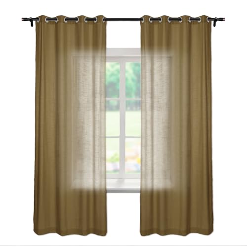 Cortinas de mezcla de lino rústico para salón, dormitorio, oficina, cocina, comedor, ojales 1 panel, 1 panel