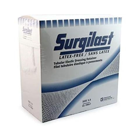 Derma Sciences GLLF2505 Surgilast Tubular Elastic Dressing Retainer, Latex Free, Small Head, Shoulder, Thigh, 25 yd Roll, 13.75" Width, Working Stretch, Size 5 Cover