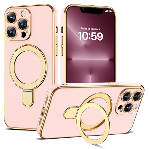 ETPESOK Plating Phone Case for iPhone 13 Pro with Stand 6.1", Solid Pink by ETPESOK - Used condition - US$23.69