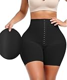 SHAPEBUS Faja Shorts Butt Pads for Bigger Butt Tummy Control Shapewear Booty Lifting Padded Hip Shapewear for Women Black S
