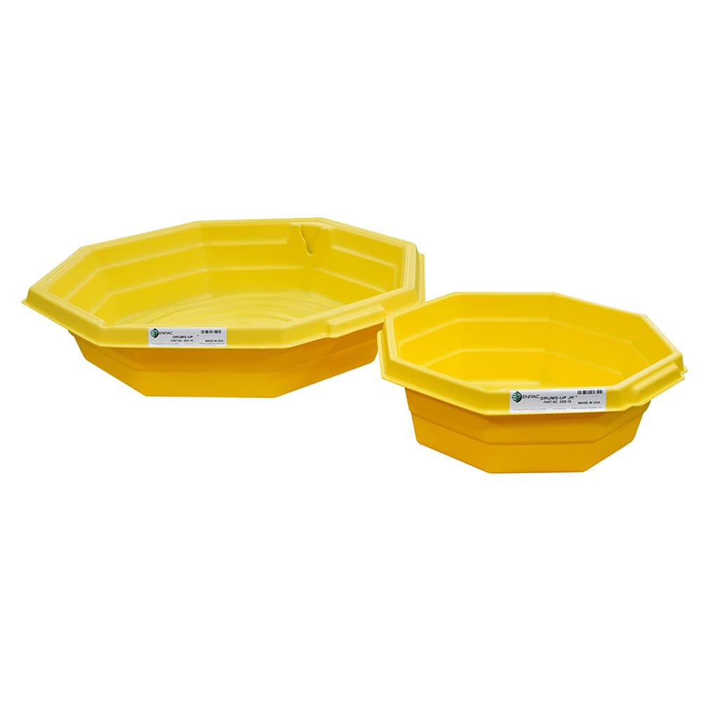 Enpac Drums Up Jr Containment Tray, Yellow, Pour Spout, Drum Pumping Station, 7.5 Gallon Spill Capacity, Polyethylene