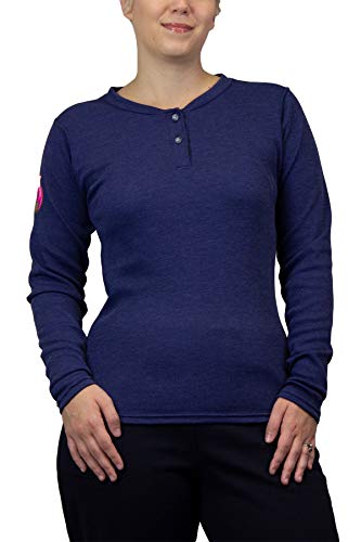 NLA Union Line FR 10899-01-L Long Sleeve FR T-Shirt, Large, Navy, Made in The USA