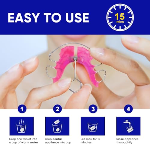 Image of MySmile Retainer Cleaner Tablets, Denture Cleaning Tablets, Aligner Cleaner for Invisalign, Mouth Guard & Night Guard and More Dental Appliances, Helps to Removes Odors, Stains & Plaque,120 Count