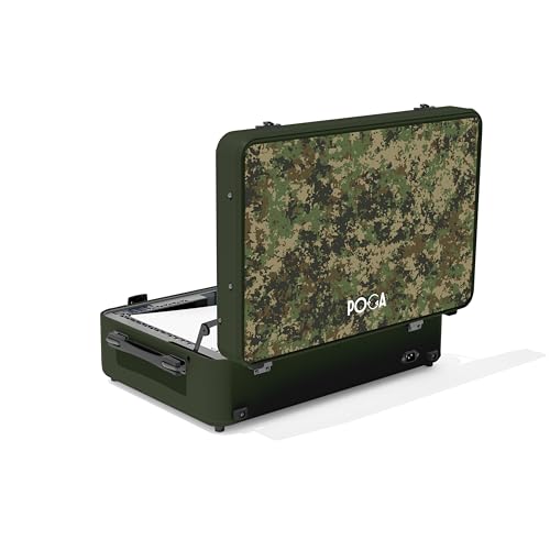POGA LUX - Maletín para juegos (compatible con Playstation 5), maletín de viaje con carro y monitor AOC Gaming de 24 pulgadas – Camuoflage (V2 – Altavoz Bluetooth opcional), camuflaje