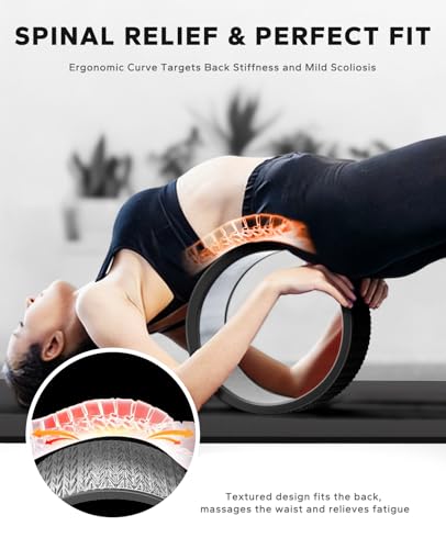 HAPBEAR Back Roller - Yoga Wheel Set with 26'' Exercise Ball – 12'' PP Spine Alignment Tool for Back Pain Relief, Core Strength & Full-Body Workout, for Home Gym & Therapy – Pump Included - Image 5