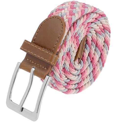 Unisex Braided Stretch Belts, Multicolored Elastic Woven Golf Jean Belt Waistband for Men and Women