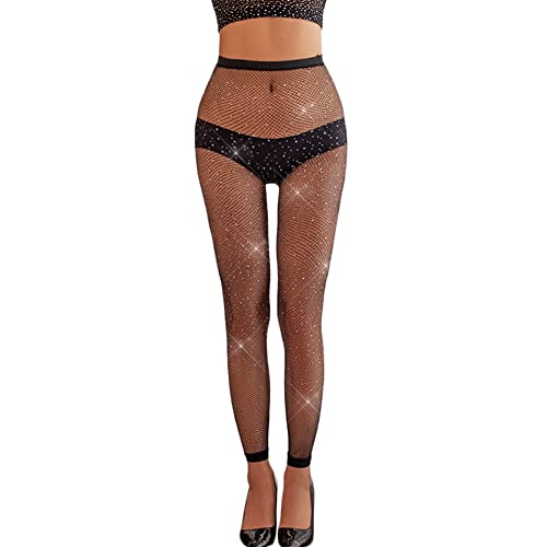 LUCKELF Sexy Back Seam Pantyhose Sparkle Rhinestone Fishnets Tights for Women