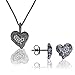 Produktbild Orphelia 925 Silver Set Pendant with Chain + Earrings Black Heart with Zirconium