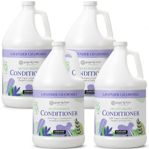 Image of Ginger Lily Farms Botanicals Conditioner, 128oz /4pk, Lavender Chamomile | 100% Vegan & Cruelty-Free | Moisturizing Conditioner for All Hair Types | Refill Size