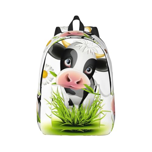Sac à dos en toile imprimé vache pour ordinateur et cours