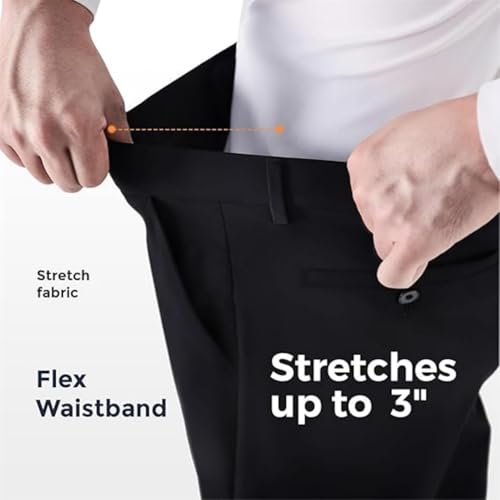 Calormas Mens Pants, Timelessflex-Men's High Stretch Straight Fit Pant, Silamone Timeless Flex Stretch Pants Mens Dress4