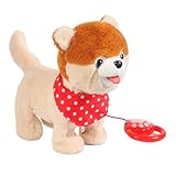 Générique Chien Robot, Peluche Interactive en Forme de Chien Robot Qui Marche, aboie, remue la Queue et Parle, Mon Chiot Robotic réaliste pour en-fants garçons et Filles