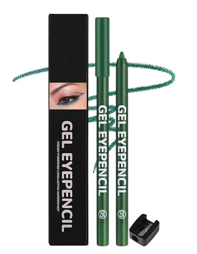 Erinde Lápiz de Ojos Verde Resistente al Agua, Lápiz Gel para Delineado, Alta Pigmentación, Larga Duración, Incluye Sacapuntas para Aplicación Precisa #05