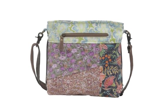 Myra Bag Western Leather Shoulder Bag for Women - Upcycled Canvas Crossbody Bag Le Fleur Blu3