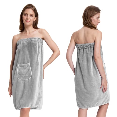 Image of PJGGZ Towel Wrap for Women, Three Adjust Clasps Closure Bath Wraps After Shower Spa Sauna Bathrobe(Available in Plus Size)
