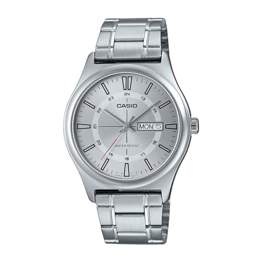 Casio Relógio masculino de aço inoxidável com mostrador branco de quartzo MTP-V006D-7CUDF, Prata, One Size, pulseira