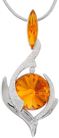 Birthstone Color Pendant Necklace with Two Swarovski Crystals. Made in USA