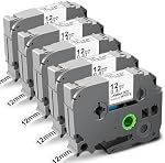 TZe-231 Compatible with Brother Label Maker Tape P Touch TZe TZ Tape 12mm 0.47'' Laminated White TZ 231 Label Tape for Brother P-Touch for Label Maker Tape PTH110 PT-D210 D220 D200 H100, 5-Pack