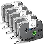 Compatible with Brother P-Touch TZe-231 Label Tape, 12mm 0.47" for Brother Label Printer Laminated, Black on White Tze Tz Tape for PT-E110 H110 H101C H105 PT-1000 PT-H108 Label Maker, 5-Pack