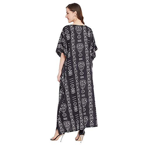 Image of Oussum Women Plus Size Kaftan Kimono Loose Maxi summer dresses for women Beach 3 /4 Sleeve Casual lounge dress Boho
