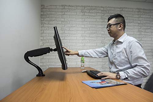 Rife-Single-Monitor-Desk-Mount-Gas-Spring-Single-Arm-Monitor-Stand-Desk-VESA-Mount-for-17-to-27-Inch-Screen-with-Clamp-and-Grommet-Mounting-Base-Black