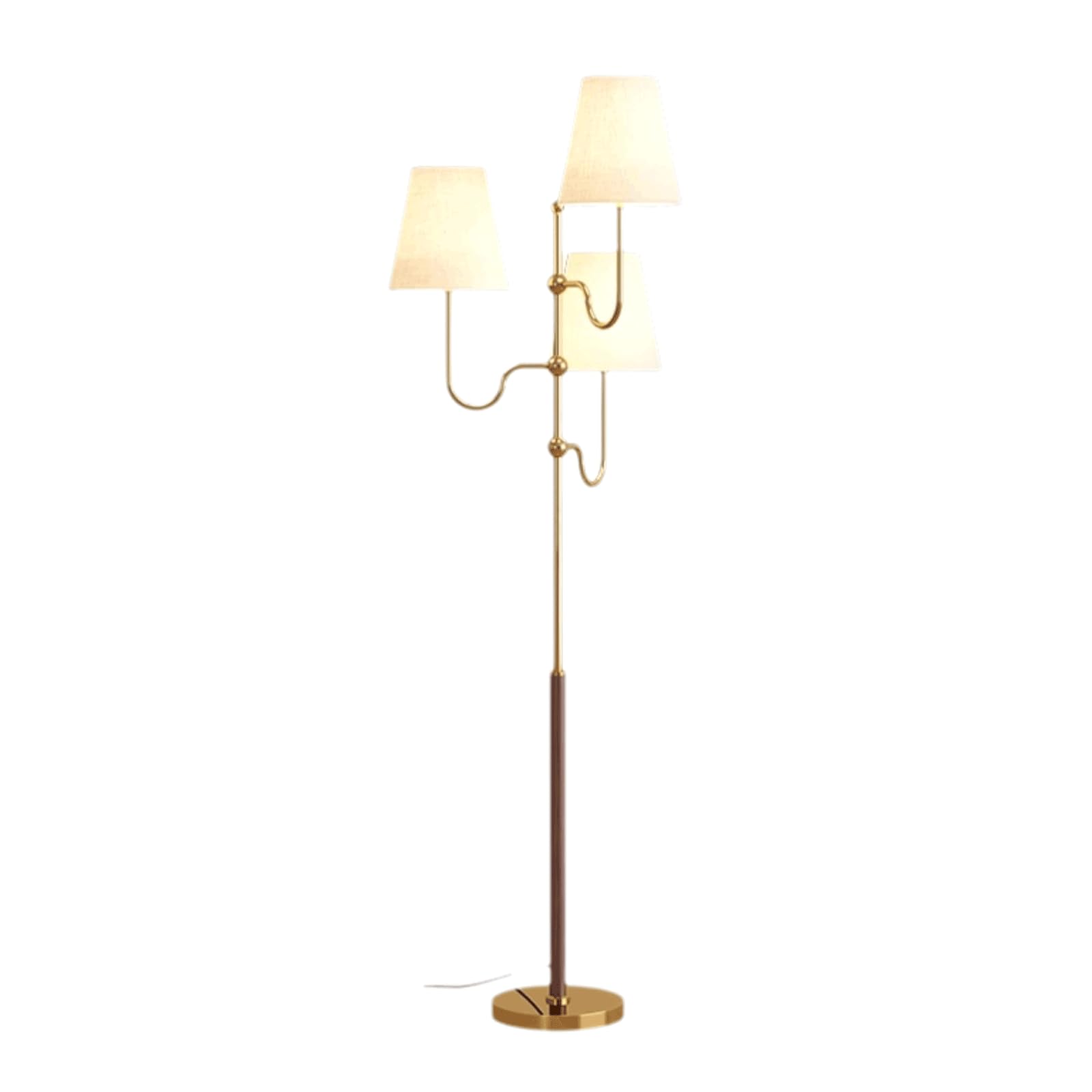 Lámpara de pie retro vintage de madera y hierro para iluminación de salón