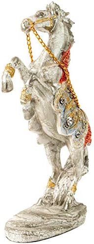 TIED RIBBONS Resin Horse Statue Standing Horse Sculpture for Desk Decor Home Rearing Horse Horse Art Figurine Decorative Animal Ornament for Office Tabletop Bookshelf