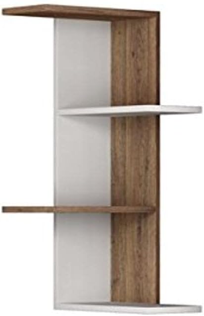 Ada Home Décor Bowcott Wall Shelf, 17'' x 33'' x 8'', White & Light Walnut