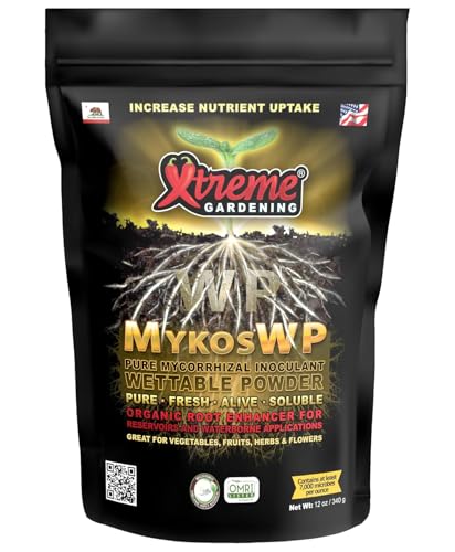 Xtreme Gardening Mykos WP Mycorrhizae Powder Organic Mycorrhizae for Plants Mycorrhizal Fungi Root Stimulator for Plants Ideal for Seedlings Transplants Bare-Root Trees & Hydroponics (12 oz)