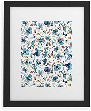 Deny Designs Ninola Designs Art Print, Black Classic (8" x 10") Frame, Blue Watercolor Hibiscus Floral