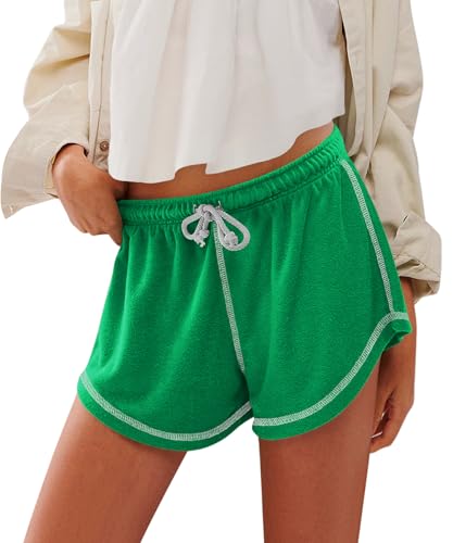 Yousify Womens Casual Shorts Comfy Drawstring Elastic Waist Summer Beach Workout Lounge Shorts for Women Green