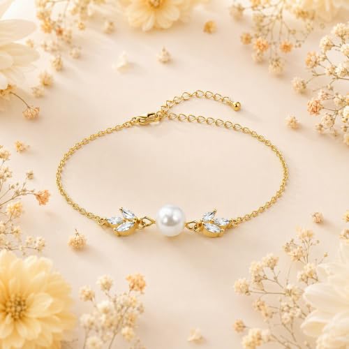 Image of DAYANEY Pearl Bracelets for Women Gold Bracelet Silver Pearl Jewelry