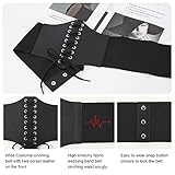 JASGOOD Women Elastic Lace-up Corset Belt Tied Waspie Wide Belts Costume Stretch Waist Belt for Halloween, Black, M - Image 4