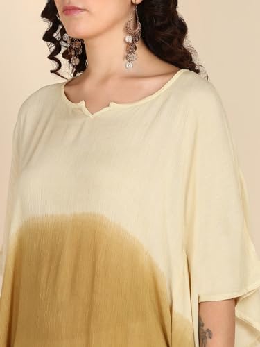 Image of Maaesa Women Handcrafted Tie & Dye Rayon Crepe Kaftan Dress | Casual Wear | Flowy Kaftan Style | Lightweight & Breathable Fabric