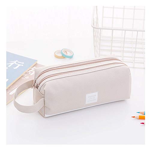 Mäppchen Creative-Zipper-Bleistift-Kasten-Twill Oxford Großer Feder-Kasten Kawaii Bleistift-Beutel for Kursteilnehmer-Mädchen Nette Schule Papier- und Schreibwaren (Color : Gray) Cover