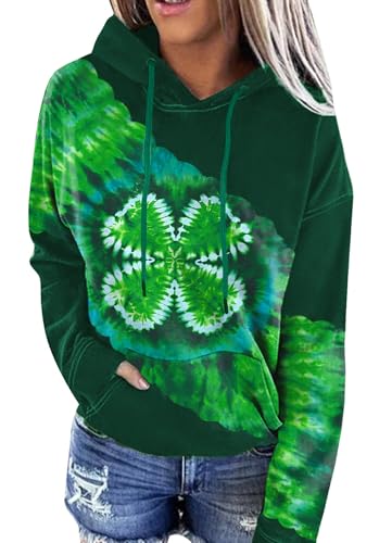 Sweat à capuche Saint-Patrick femme vert pour fête irlandaise trèfle