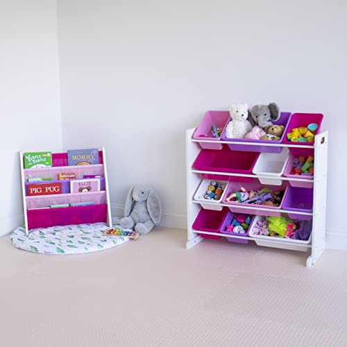 Humble Crew Kids' Toy Storage Organizer With 12 Plastic Bins, Pink&Purple, White/Purple/Pink #TOP3