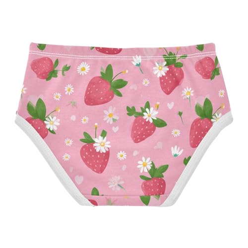Wusikd Cute Pink Strawberry Girls' Underwear Cotton Heart Girls Briefs Soft Toddler Underwear 2T2