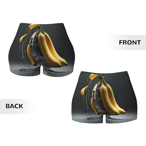 Technological Surreal Banana Pattern Sports Shorts, high Elastic Slim Fitness Pants, Suitable for Yoga/Leisure/Daily wear3