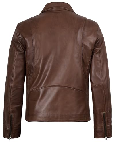 Image of fjackets Leather Jacket Men - Real Lambskin Mens Leather Jacket - Moto Biker Shirt Collar Style