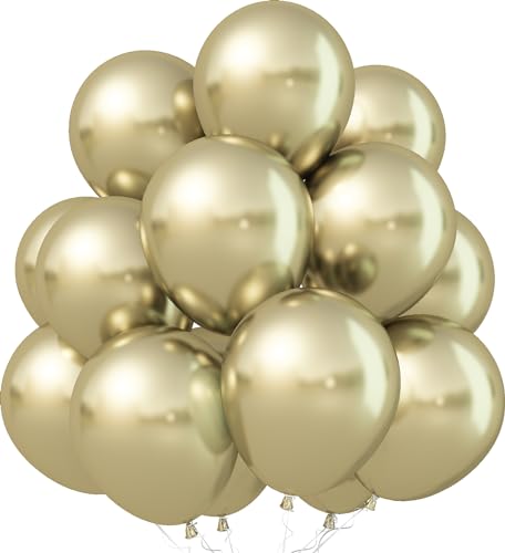 Jobkoo Metallic Gold Balloons, 12Inch Chrome Light Gold Balloons 30Pcs Champagne Metallic Party Balloon Golden Helium Latex Balloon for Birthday Baby Bridal shower Boho Wedding Party Decorations