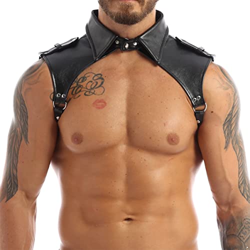 Men's Leather Body Chest Harness Belt Adjustable Lapel Collar Shoulder Caged Belts Clubwear