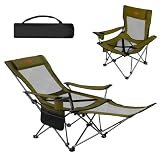 DesertFox リクライニングチェア キャンプ椅子 単品/セット 4way 仮眠 昼寝 4段階調整 四季適用 【メッシュと薄手コットを自由に切り替える】【耐荷重150kg】アウトドアチェア コンパクト 折りたたみチェア 軽量 イス 【 独自開発のカップホルダー】携帯便利 ピクニック レジャー キャンプ用 TY (オリーブ，1)