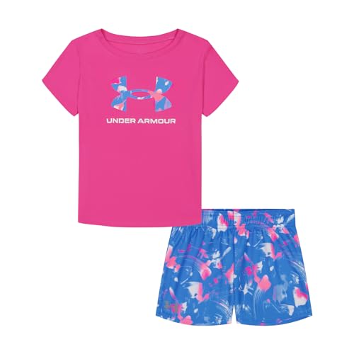 Image of Under Armour Girls' 2-piece Short Sleeve Tee and Shorts Set, Lightweight and Comfortable