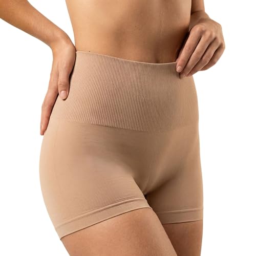 TRIFIL Calcinha Boxer Modeladora Sem Costura Compressão Cintura Alta, Macadâmia, P