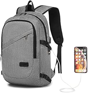 Laptop Backpack Anti-Theft Travel Business Computer Rucksack Work Bag with USB Charging Port Lightweight Laptop Bag Water Resistant College School Backpack Bag for Men Women fits 15.6 Inch (Grey)