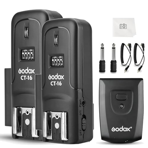 GODOX - Godox CT-16 Wireless Flash Trigger with Receiver Kit,433MHz 3 in 1 Flash Transmitter and Receiver Compatible for Canon Nikon Pentax Olympus DSLR Camera Flash Speedlight Trigger,Studio Flash Lighting