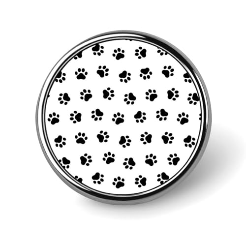 バッジ 円形 徽章 猫の足あと 黒と白 缶バッジ 胸章 ピンバッチ ボタンブローチ 25mm おしゃれ ネクタイピン コレクション バッグ飾 帽子 胸飾り かばん掛け 工芸品 取付簡単 男女兼用 プレゼント